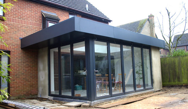 Orangery, Solarlux SL60 bi-fold doors and roofline installation in Wokingham, Berkshire